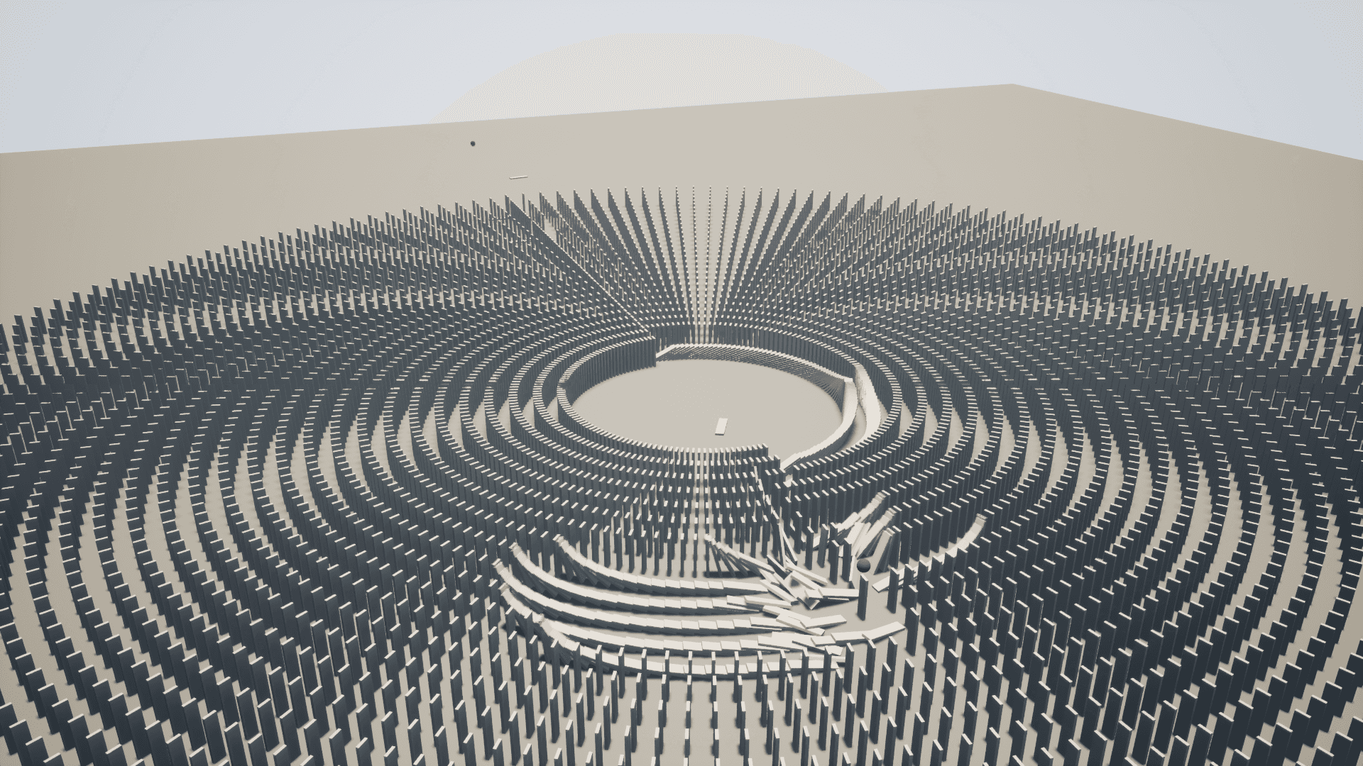 A domino cascade running under the Box3D deterministic solver