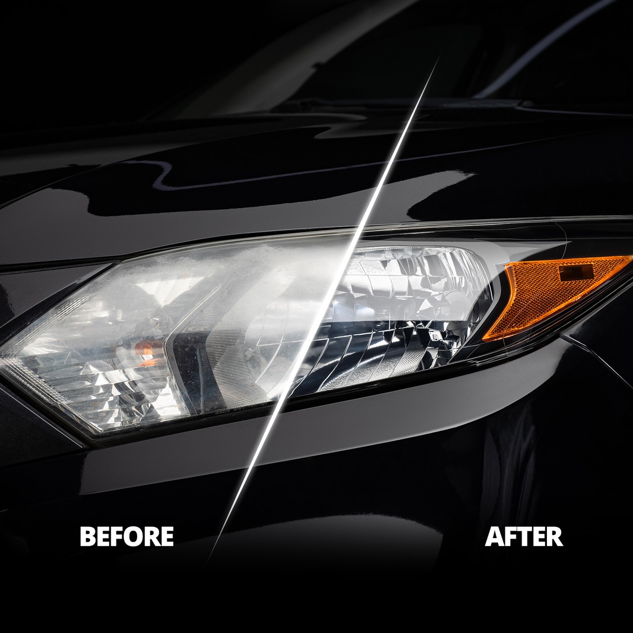 Headlight restoration before and after removing oxidation