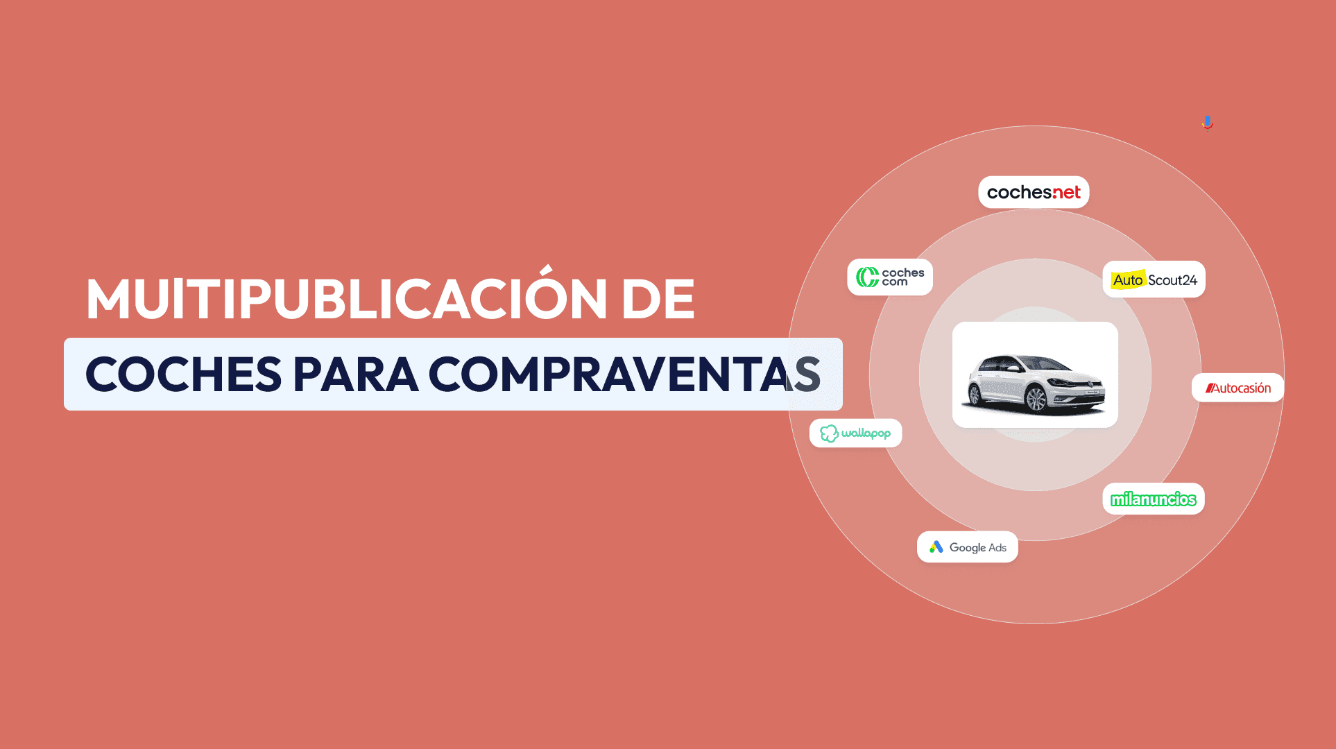 Pubblicazione multipla di auto in vendita - Diagramma con auto e varie piattaforme