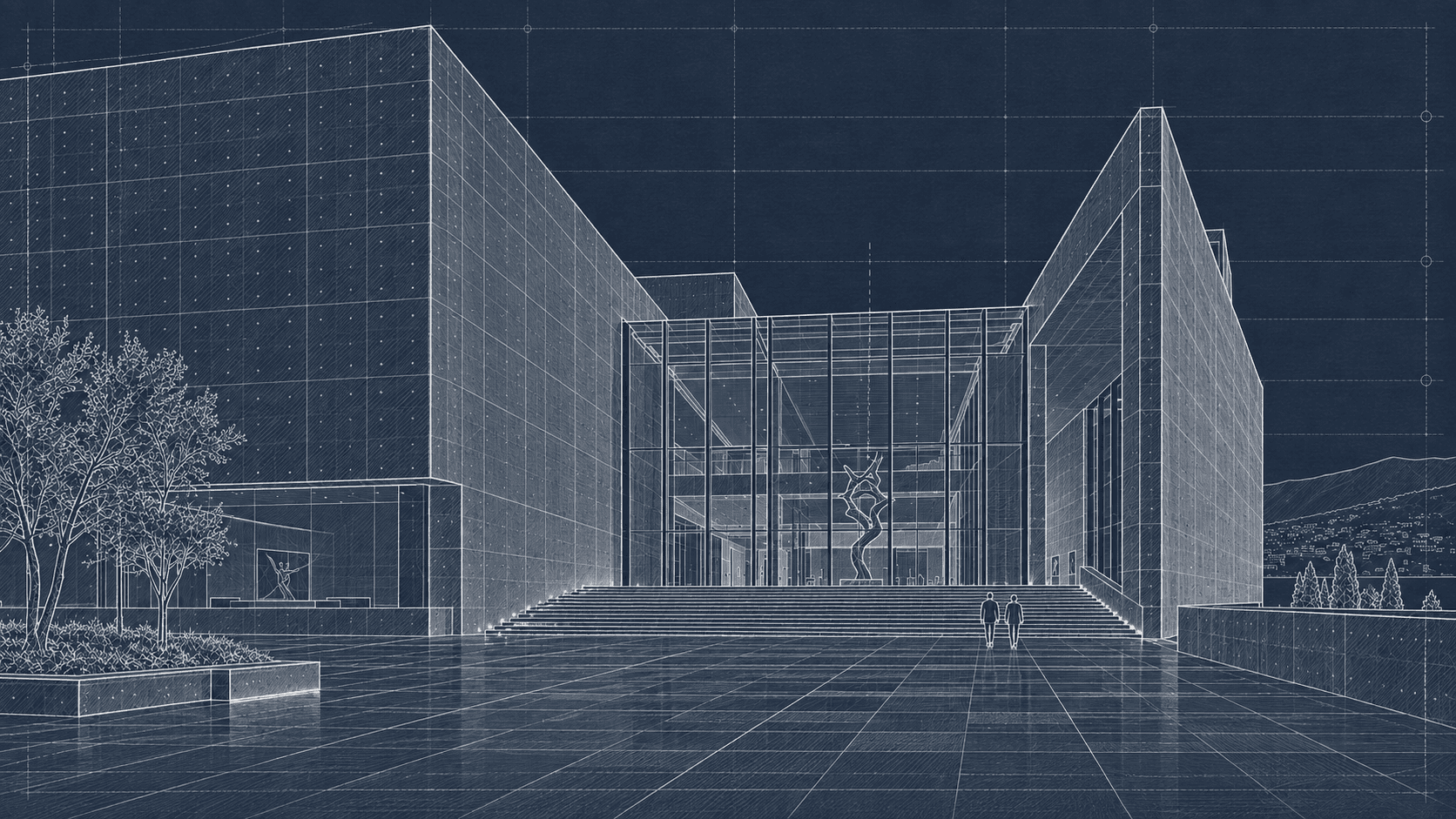 Drawing stage of the cultural center design process