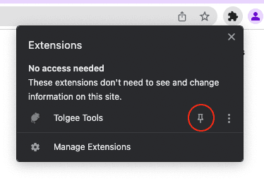 Pin an Extension