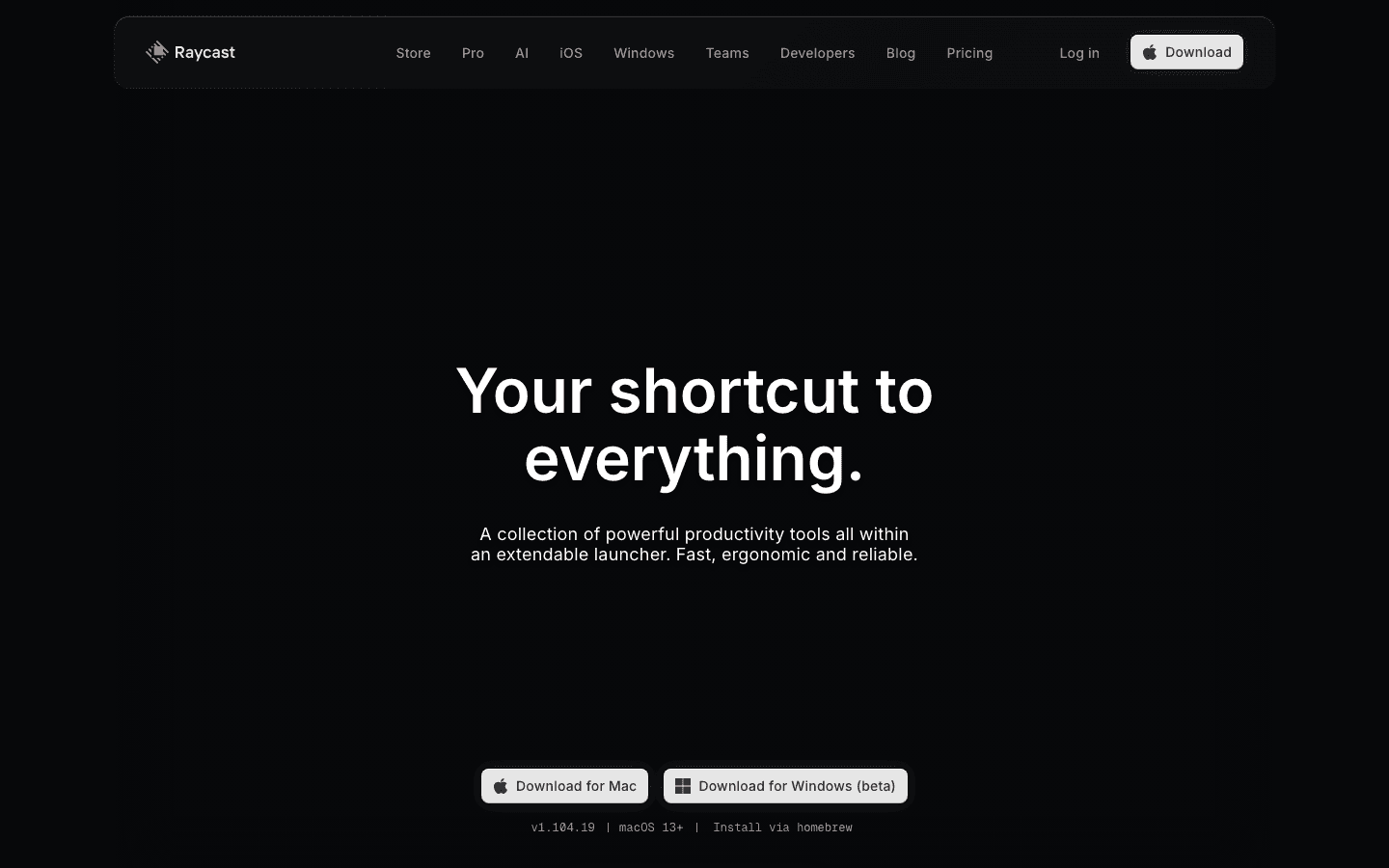 Raycast website screenshot