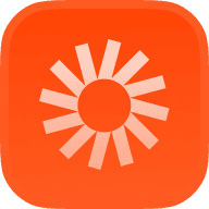  Bright sun icon against a bold orange backdrop, representing sunny weather and positivity.
