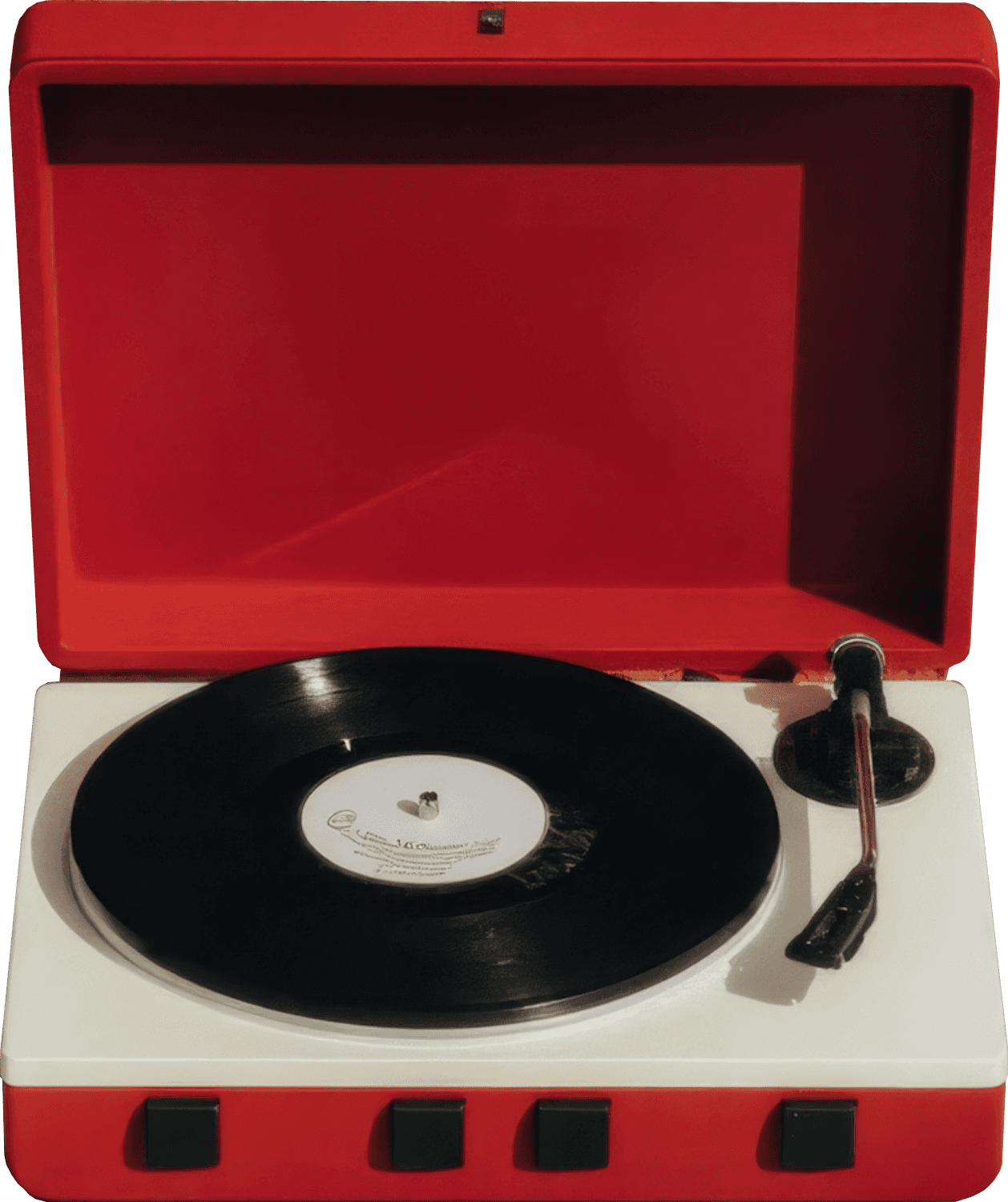 Á red and white turntable.