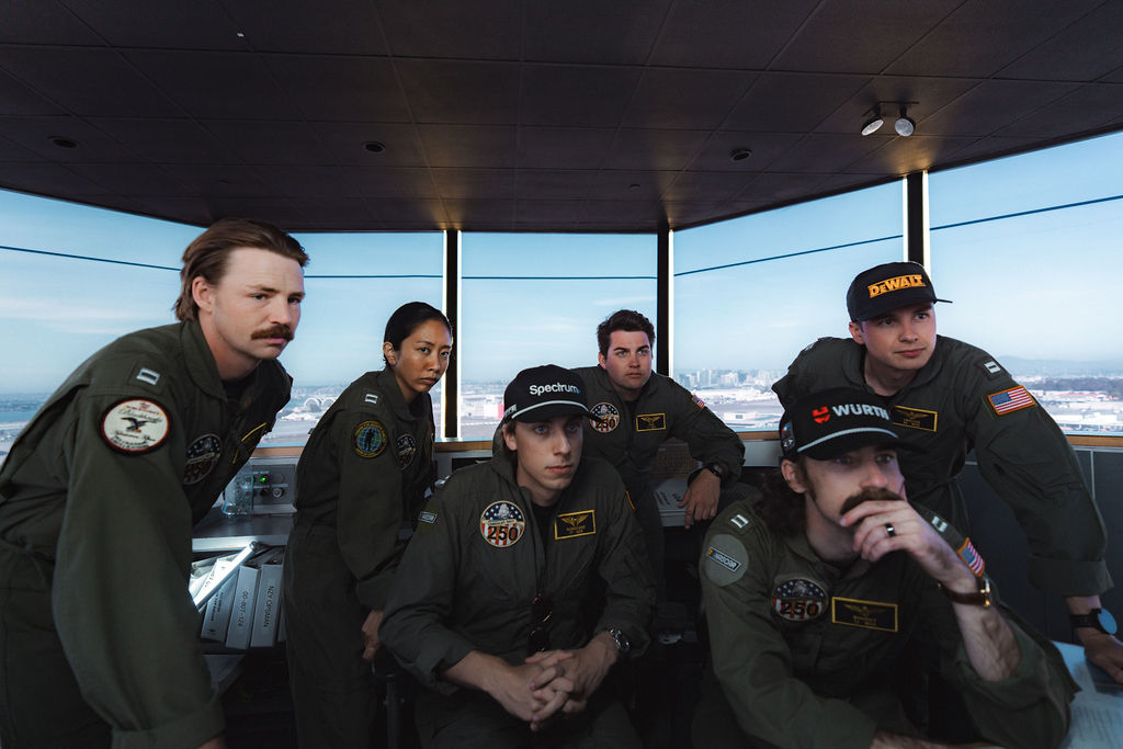 Jessica Moy as a Navy pilot in NASCAR vs Navy