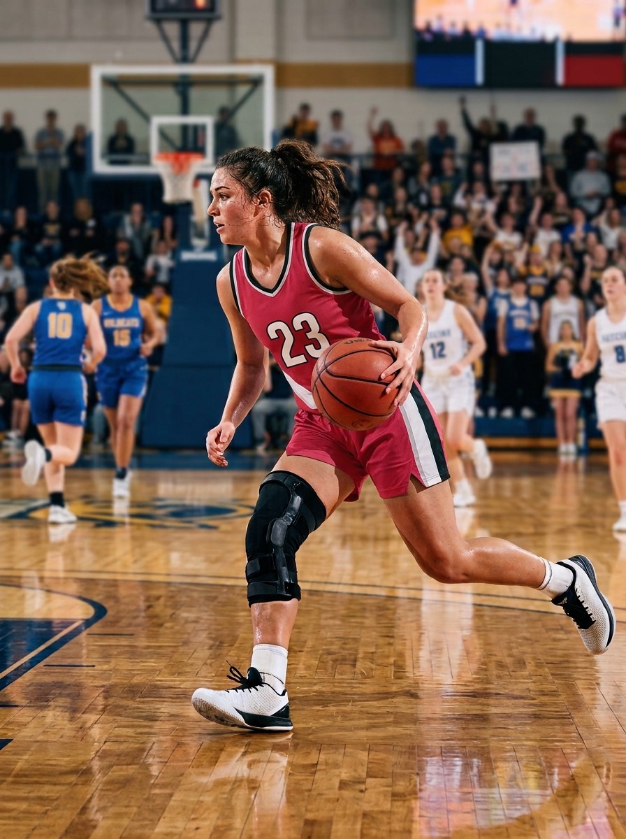 Mature teenage athlete back to playing basketball after ACL injury