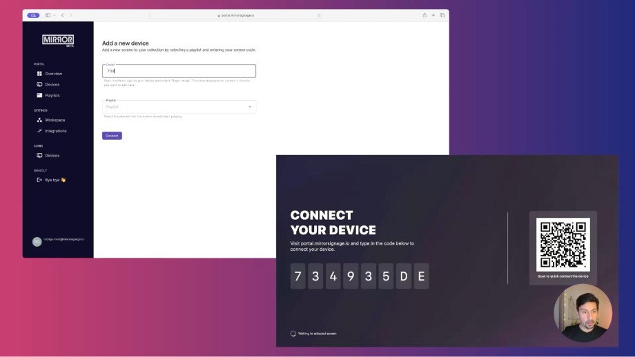 How to add a device to the mirror portal thumbnail