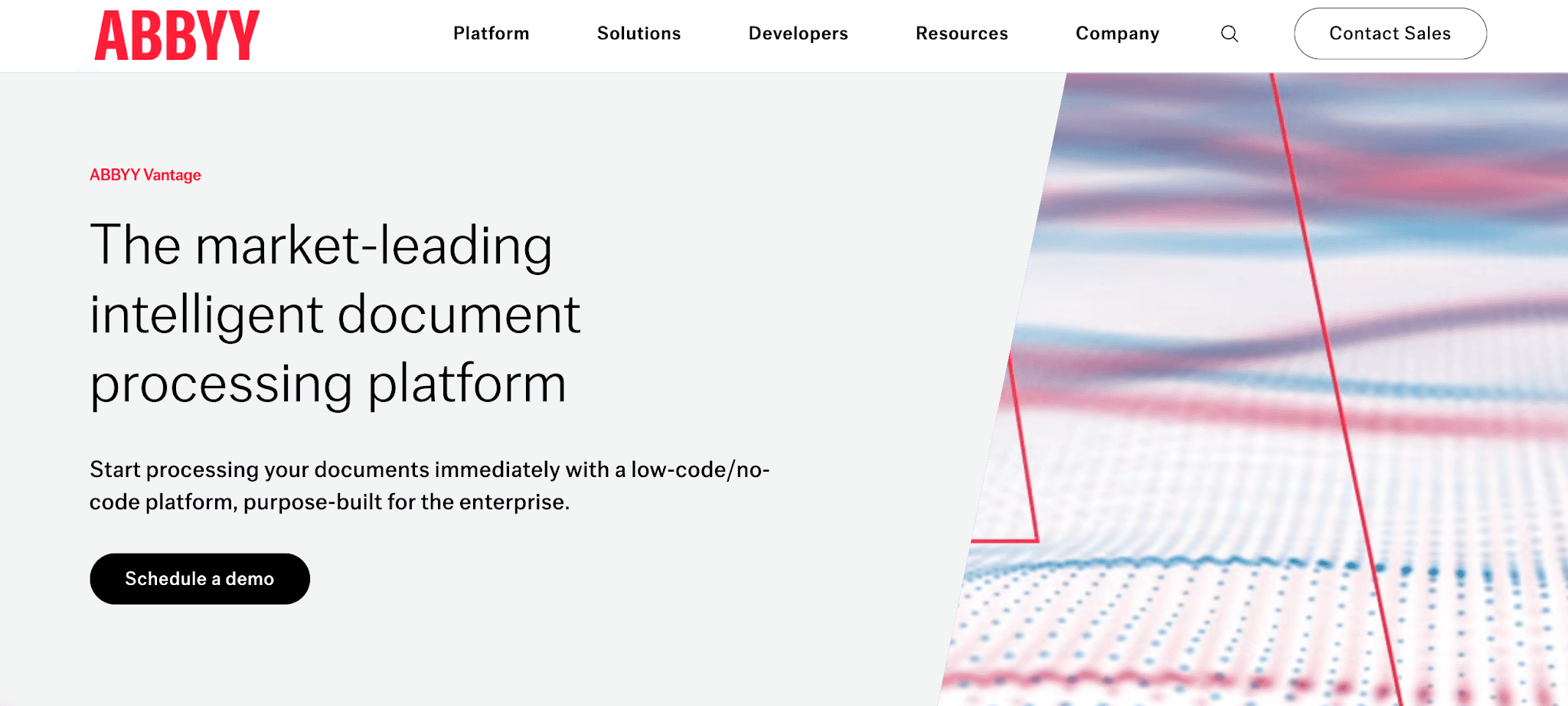 ABBYY Vantage webpage