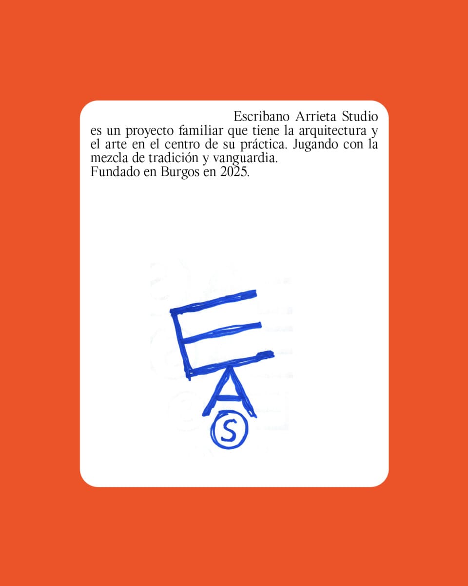 Card design with an organic ilustration of EAS logo against a red background.