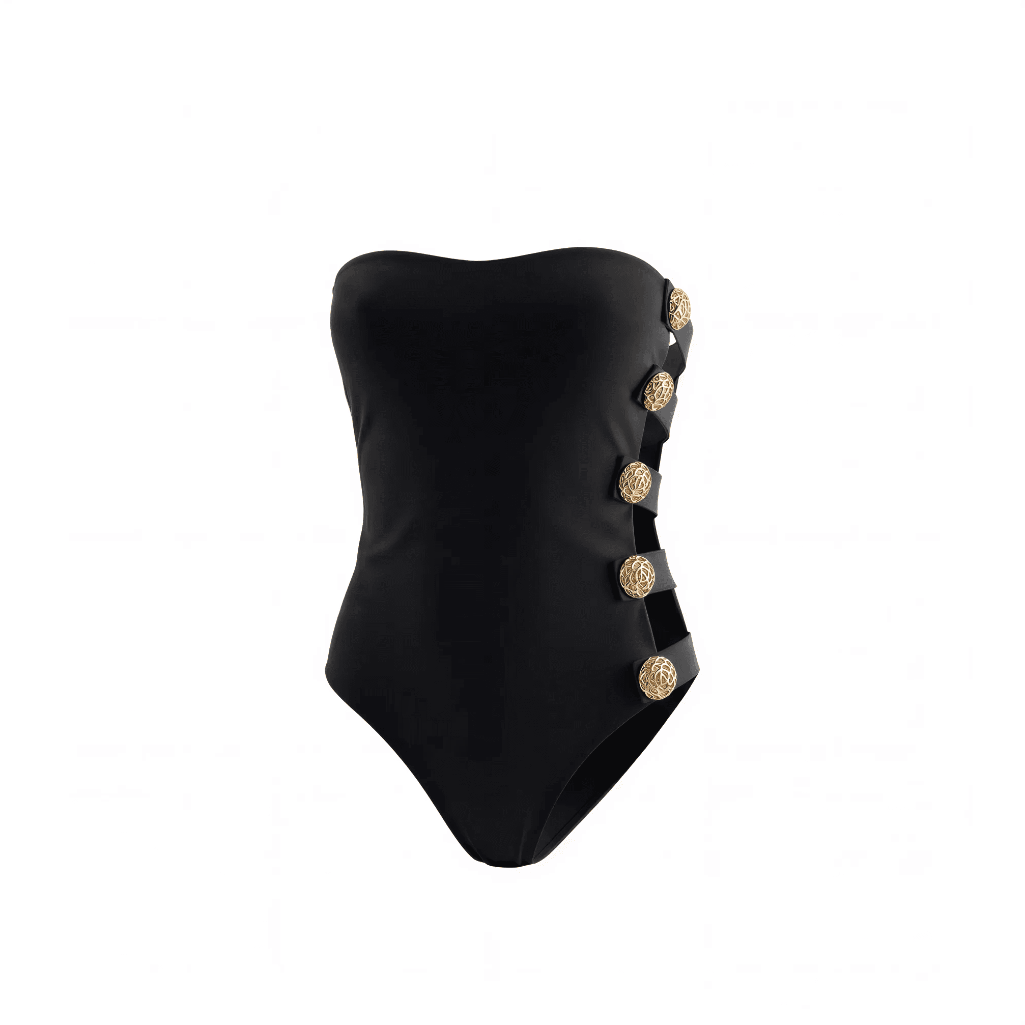 Gold with Black Swimsuit Gina Model