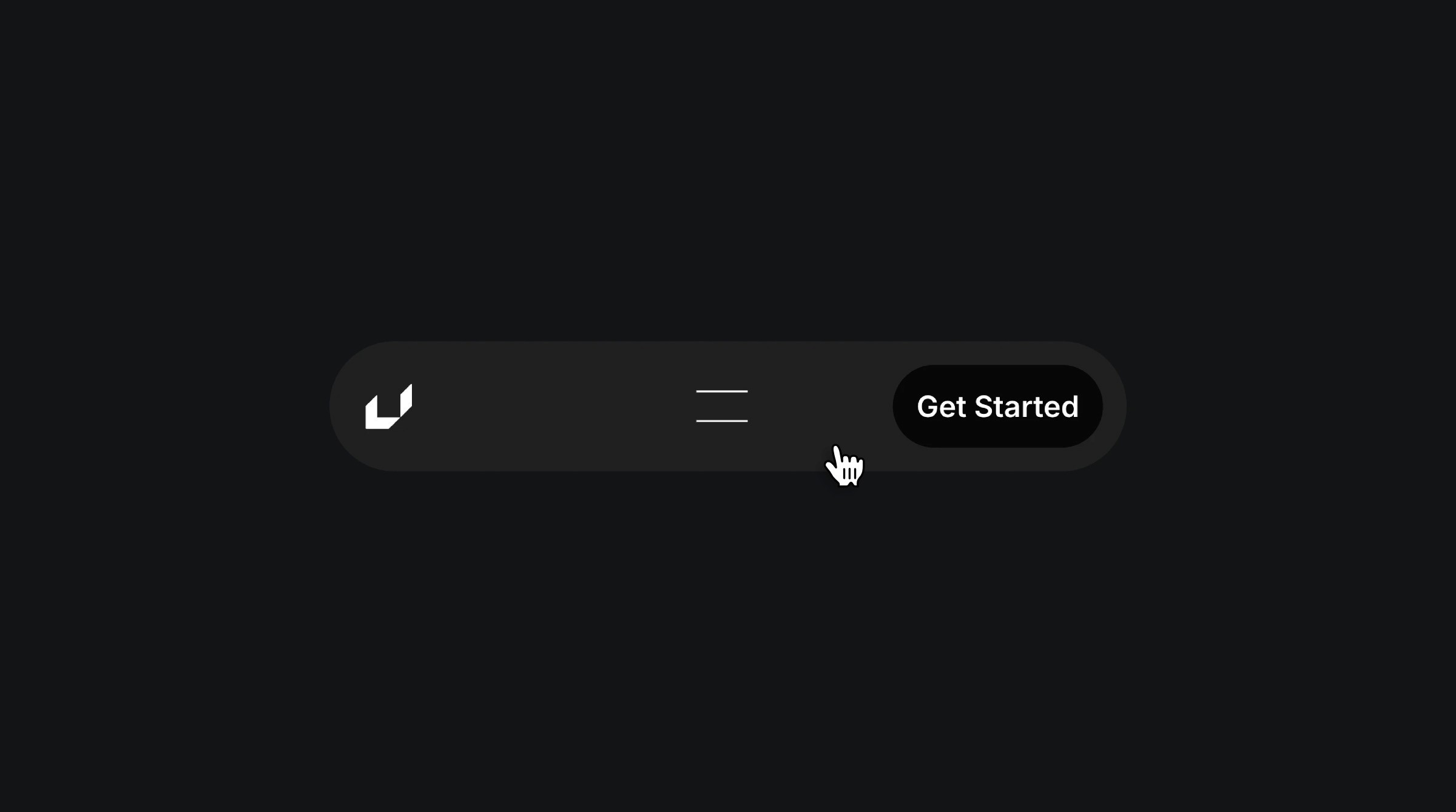 Minimalist floating navigation bar with a 'Get Started' button and interactive hover effect