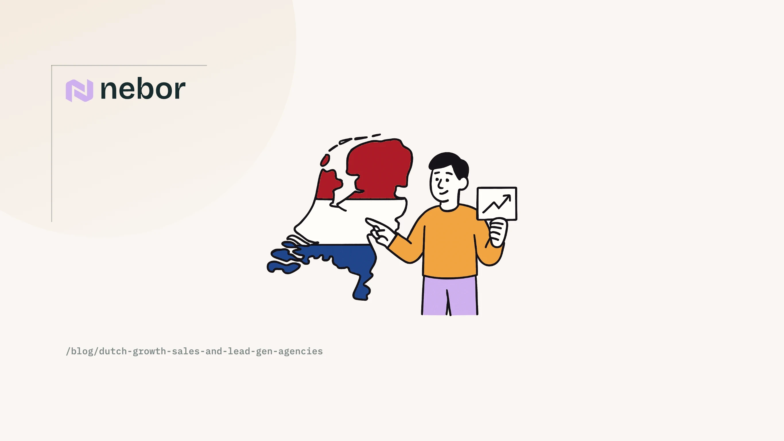 A map of the Netherlands in red, white and blue next to a rising chart, for a guide to Dutch lead generation agencies