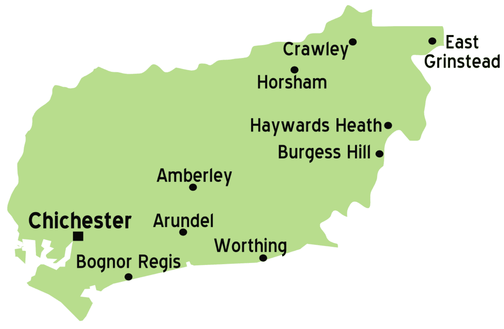 A map of West Sussex