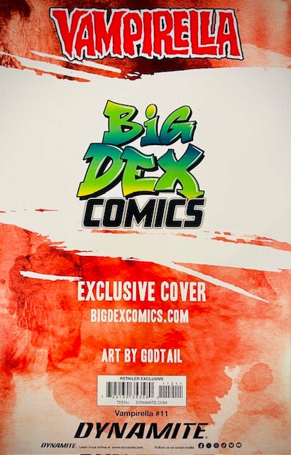 Vampirella #11 GODTAIL Big Dex Comics Exclusive Virgin Variant Back Cover