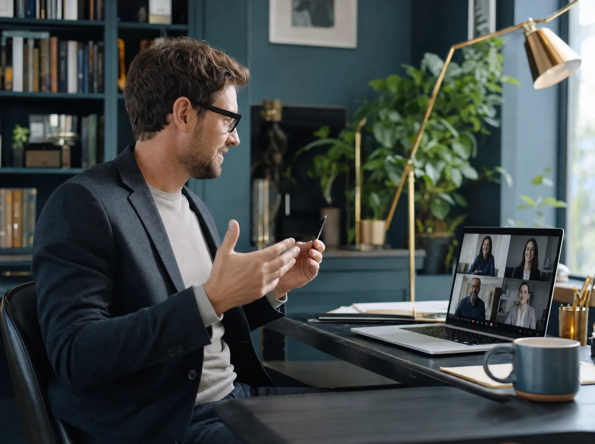 Freelancerin arbeitet flexibel im Homeoffice (KI-generiert)