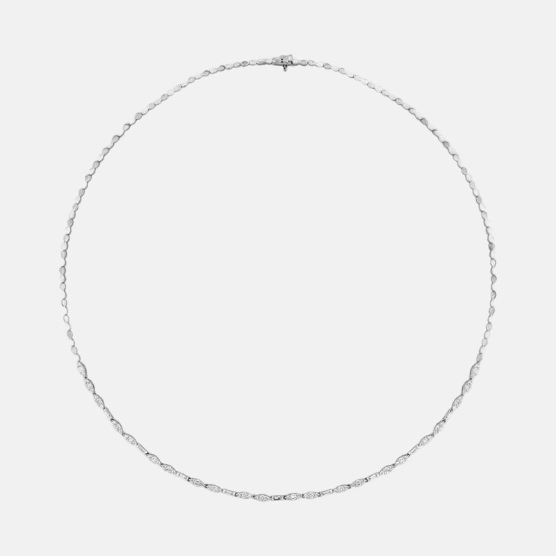 Assos Pırlanta 1.00 Karat Baget Taşlı Beyaz Altın Gerdanlık