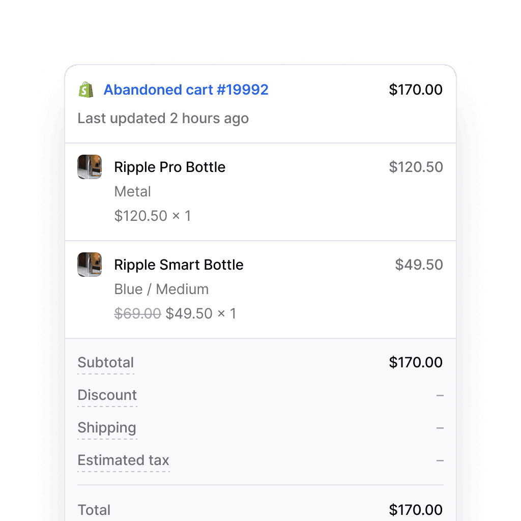 Cart & checkout recovery calls