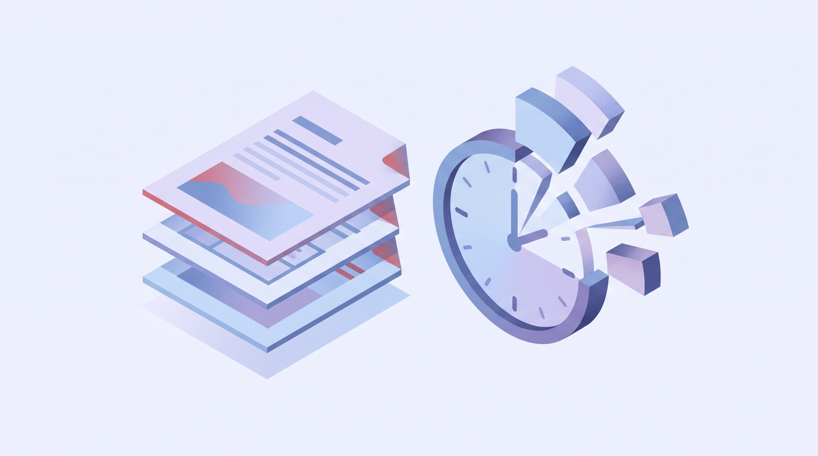 Stacked documents with clock