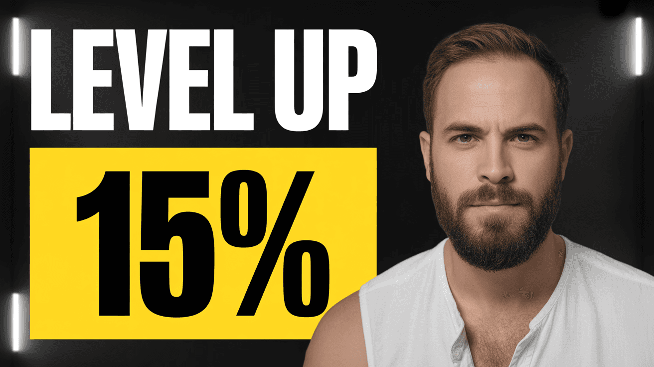 Alex Hormozi-style money levels thumbnail with close-up portrait and bold yellow number block