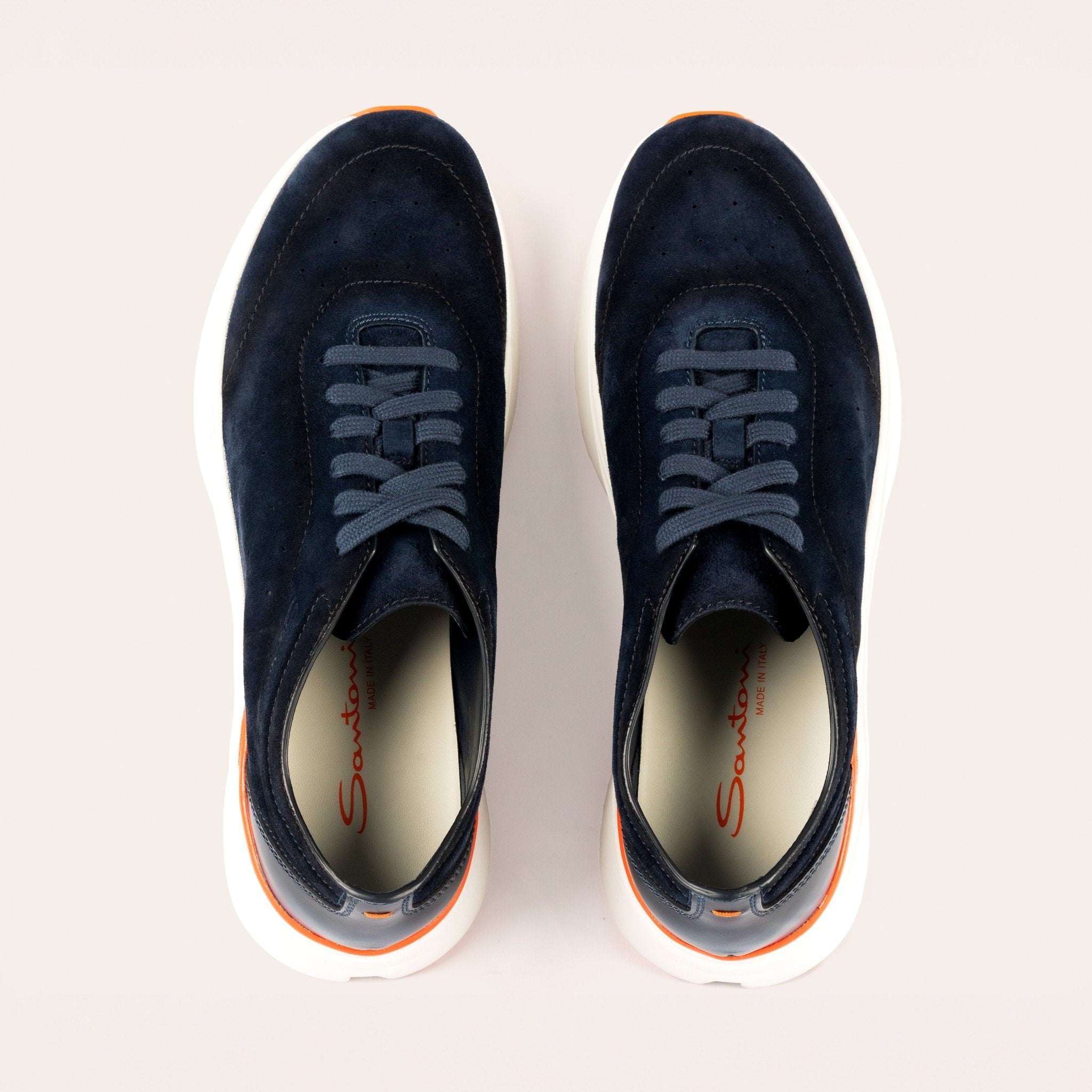 Men's blue suede and leather Bounce sneaker - Mandelli UK