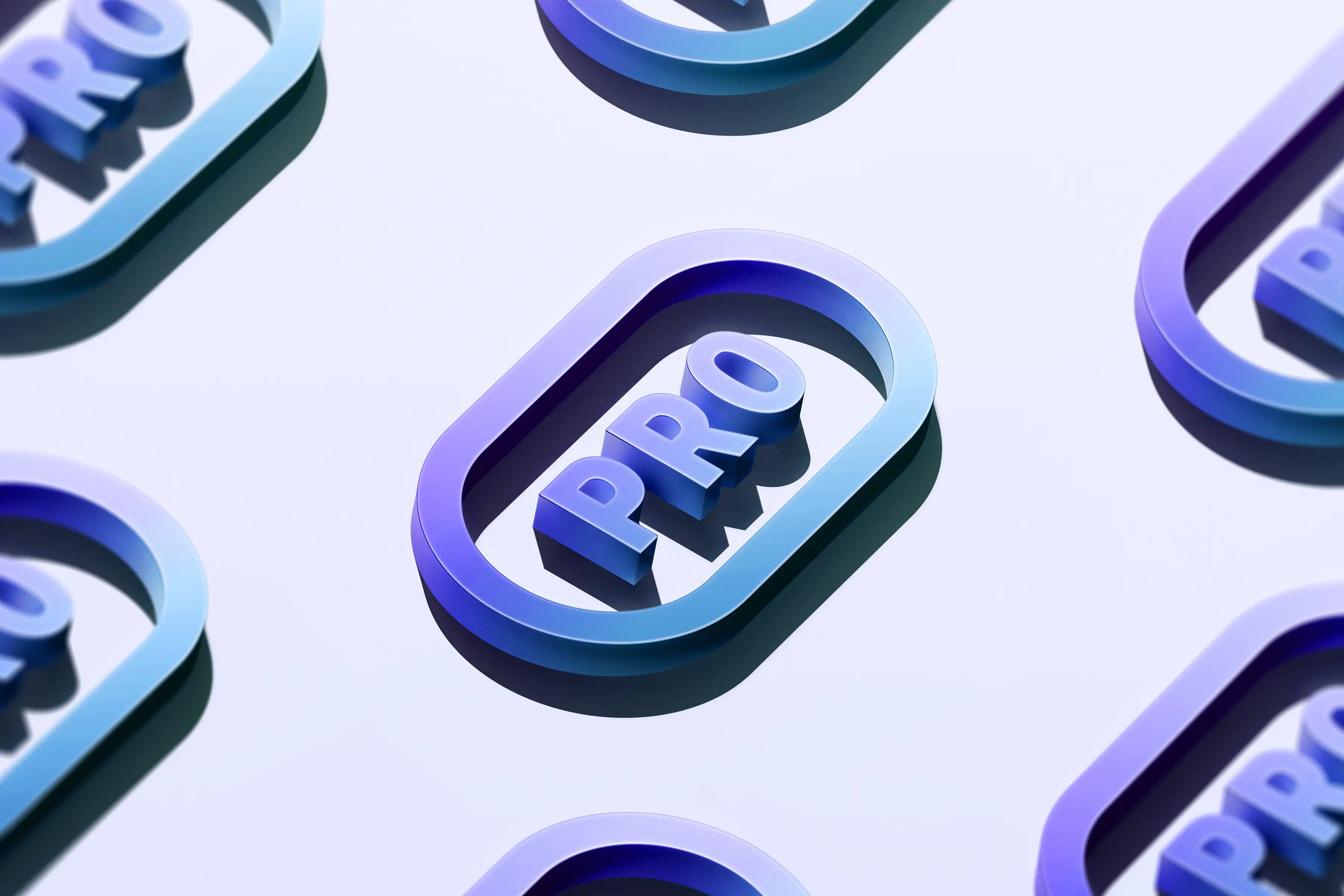 3D illustration of 'PRO' icons for activating a license or signing up.