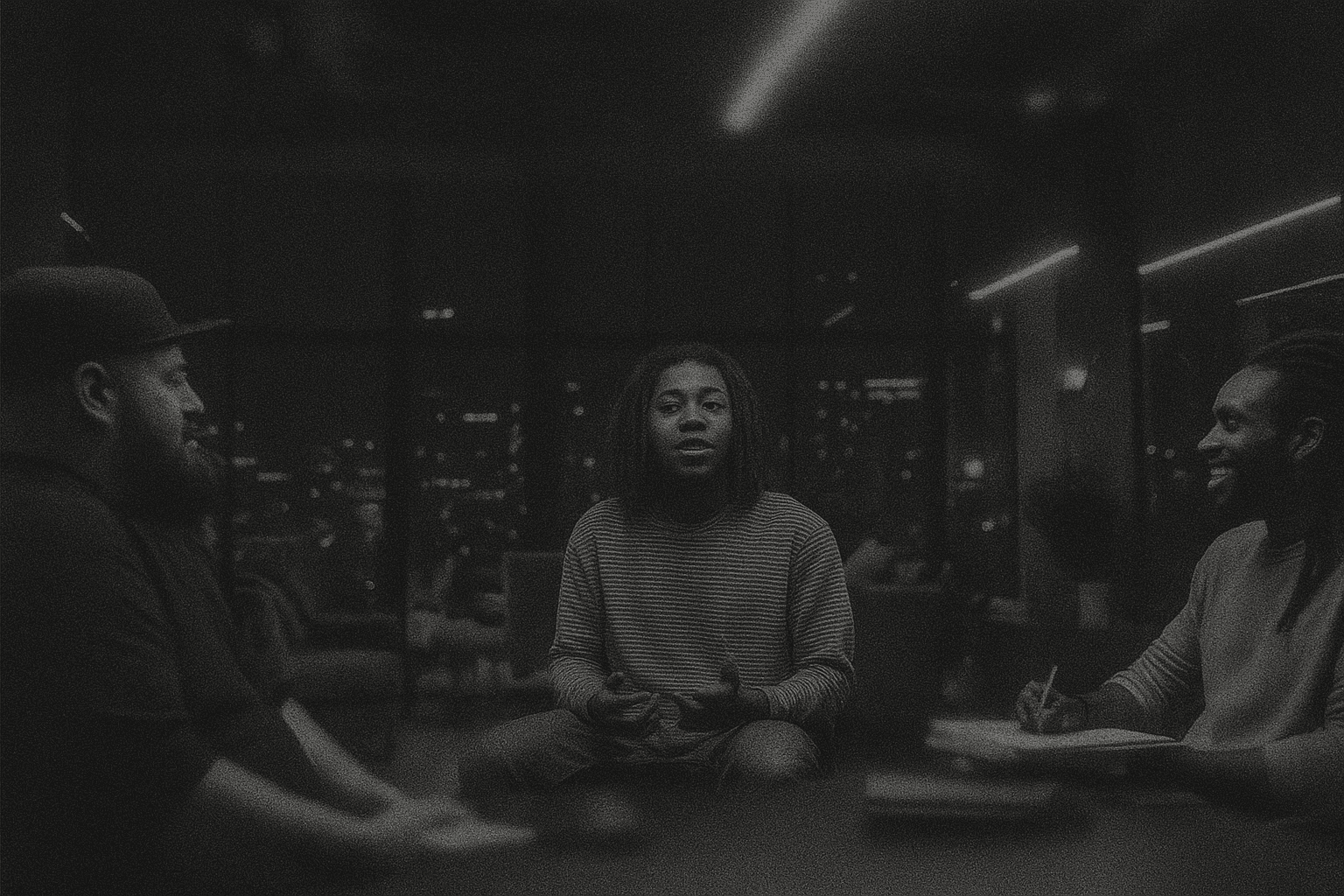 Team working in an office watching at a presentation