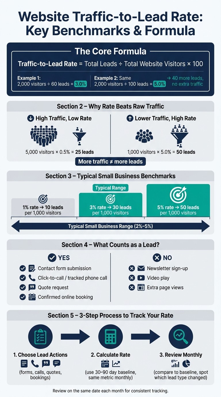 Website Traffic-to-Lead Rate: Key Benchmarks & Formula for Small Businesses