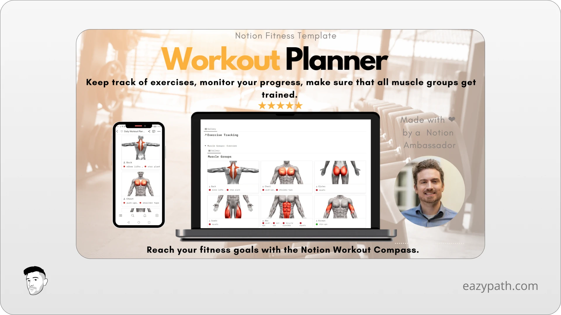 Workout Compass - Daily Workout Template for Notion