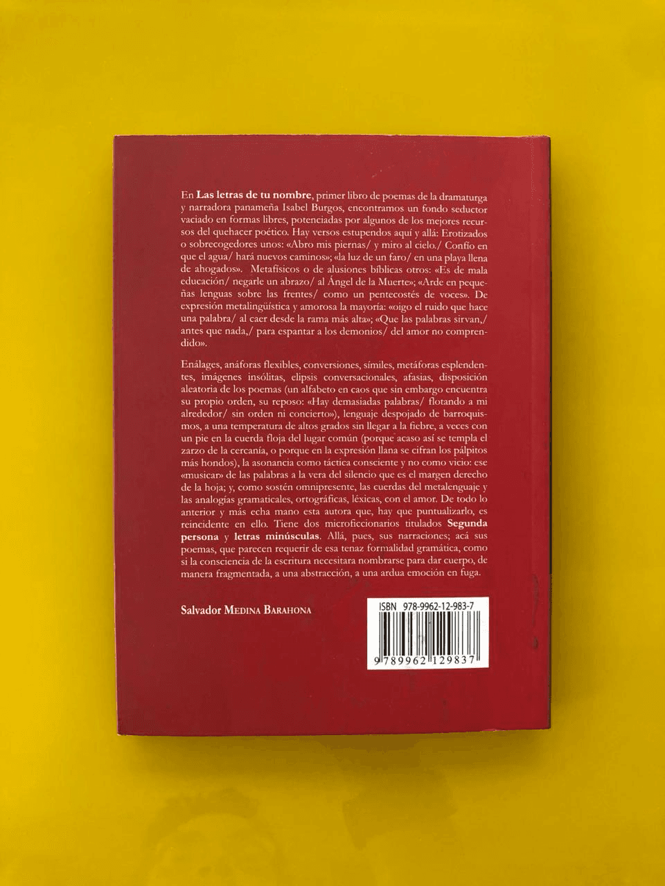 Contraportada de Las Letras de tu Nombre