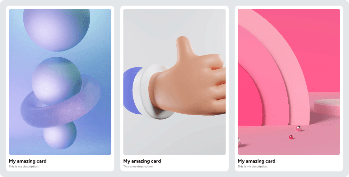 Three minimalist 3D visuals: this is a lesson on sizing.