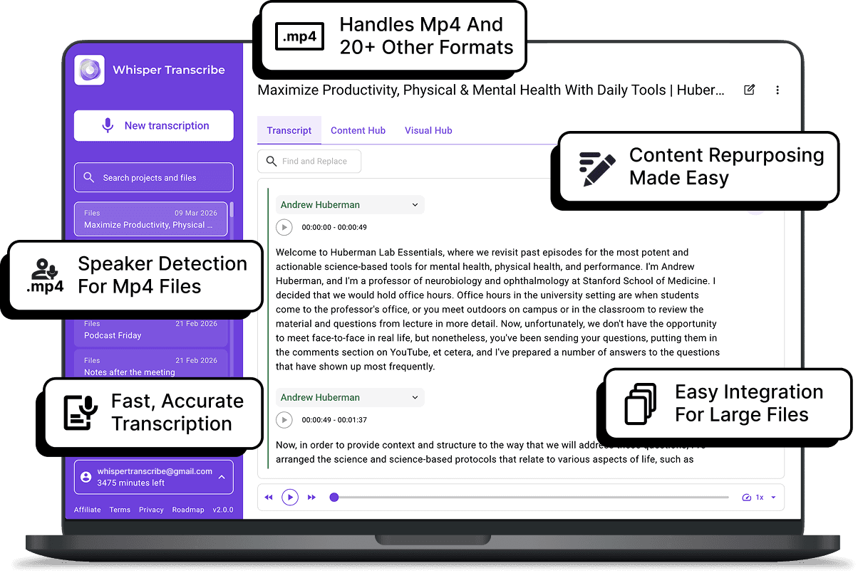 Transcribing podcasts or YouTube videos