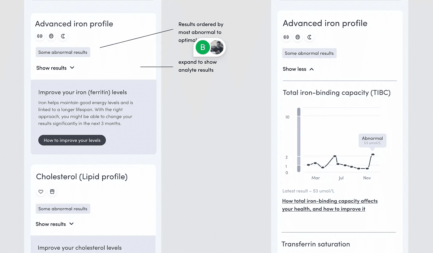 Screenshot of design iterations