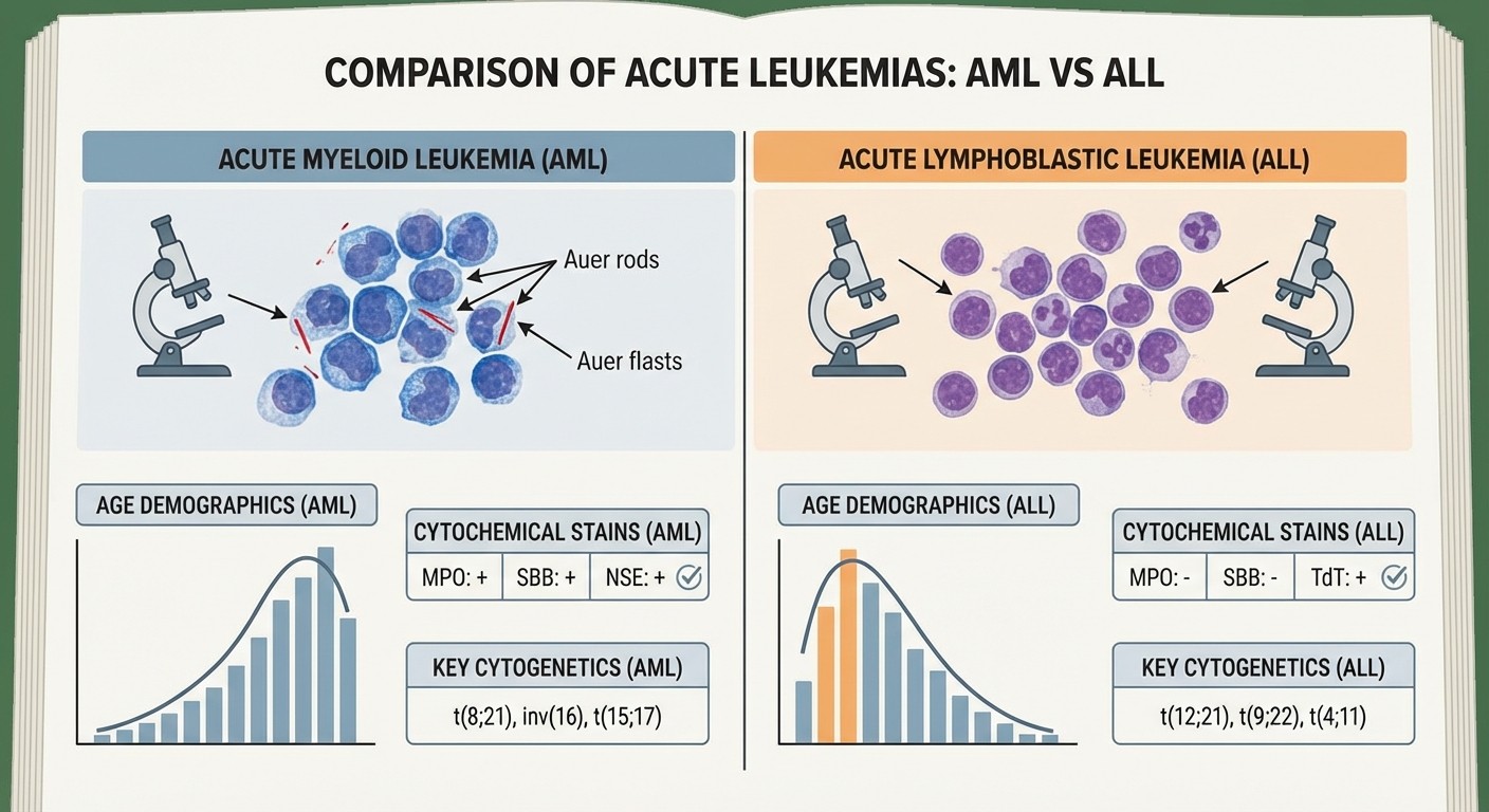 AML vs ALL Comparison Chart for NEET PG