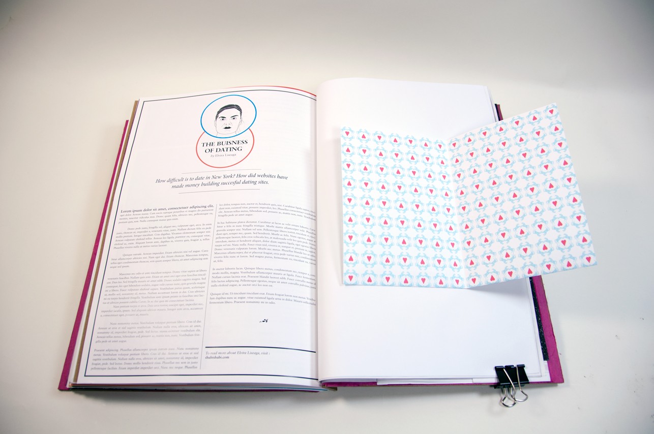 an opened book with a page with paragraphs on the left side and the back side of a postcard on the right side