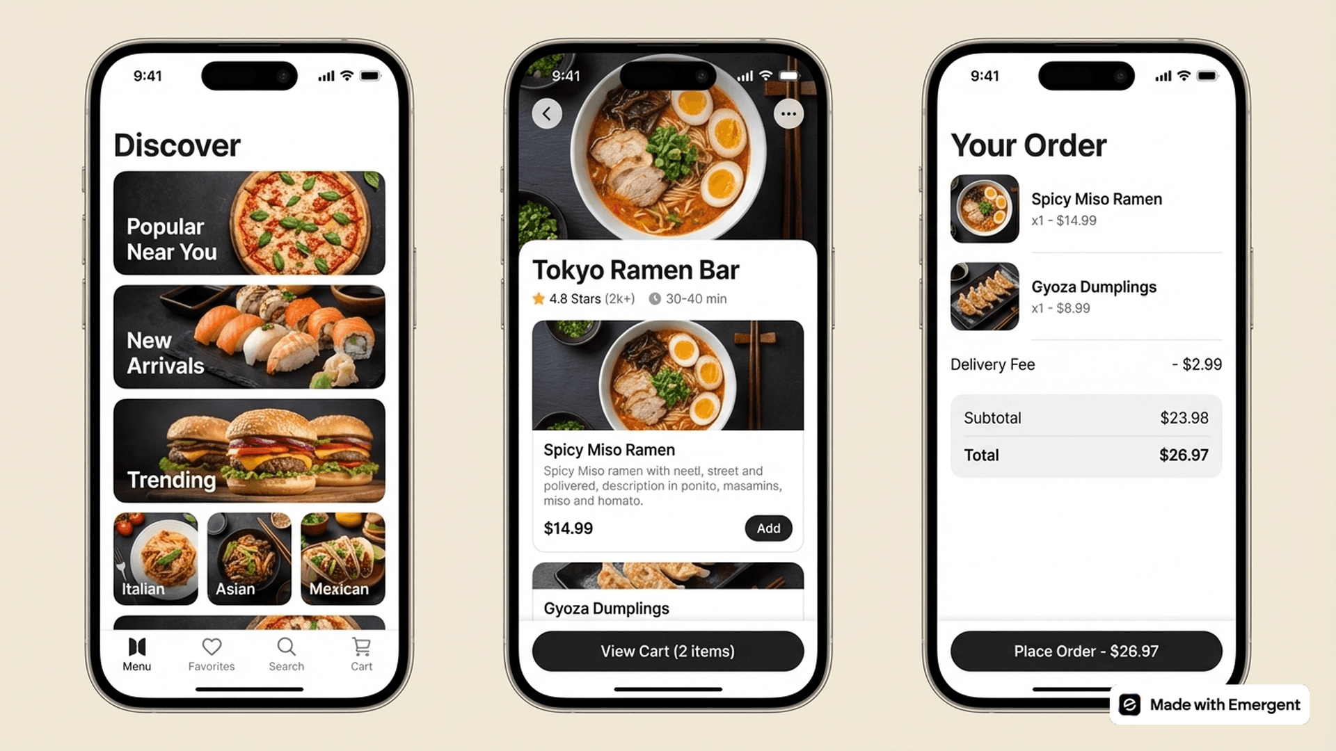 Food Ordering App Made with Emergent