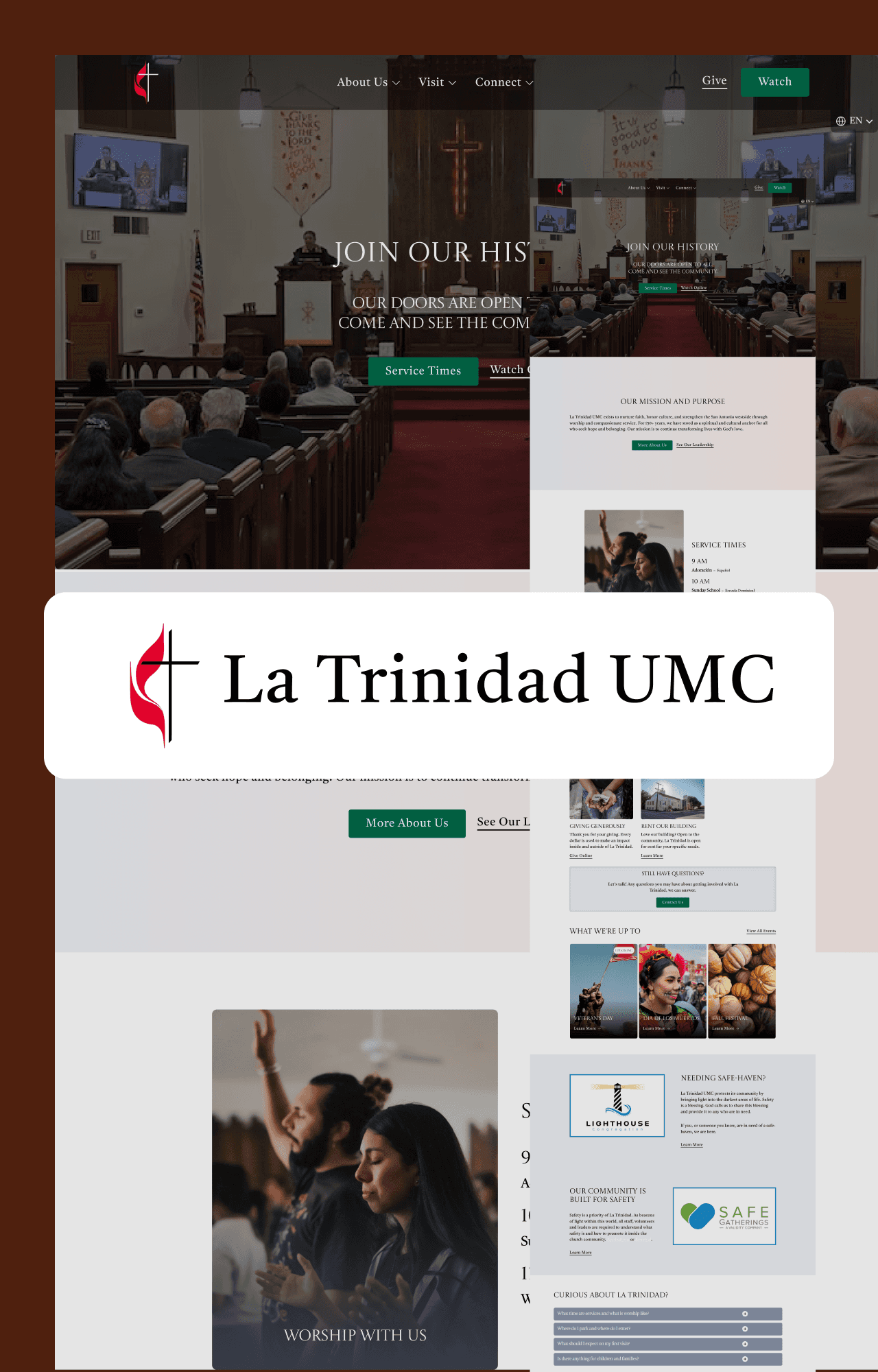 La Trinidad UMC logo on top of church website image