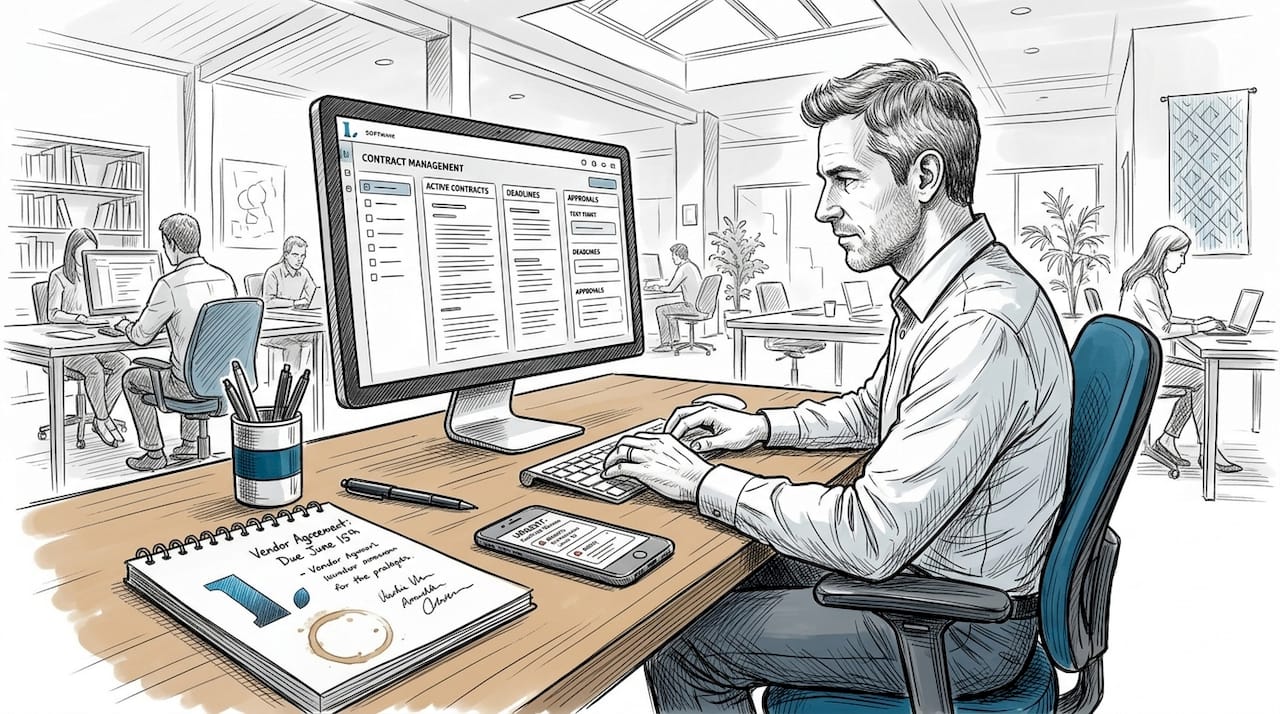 Business owner using contract management tool