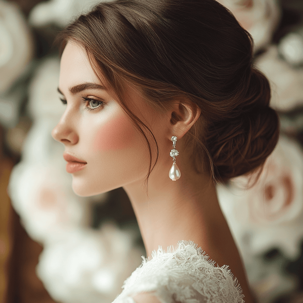 Bride wearing Earrings