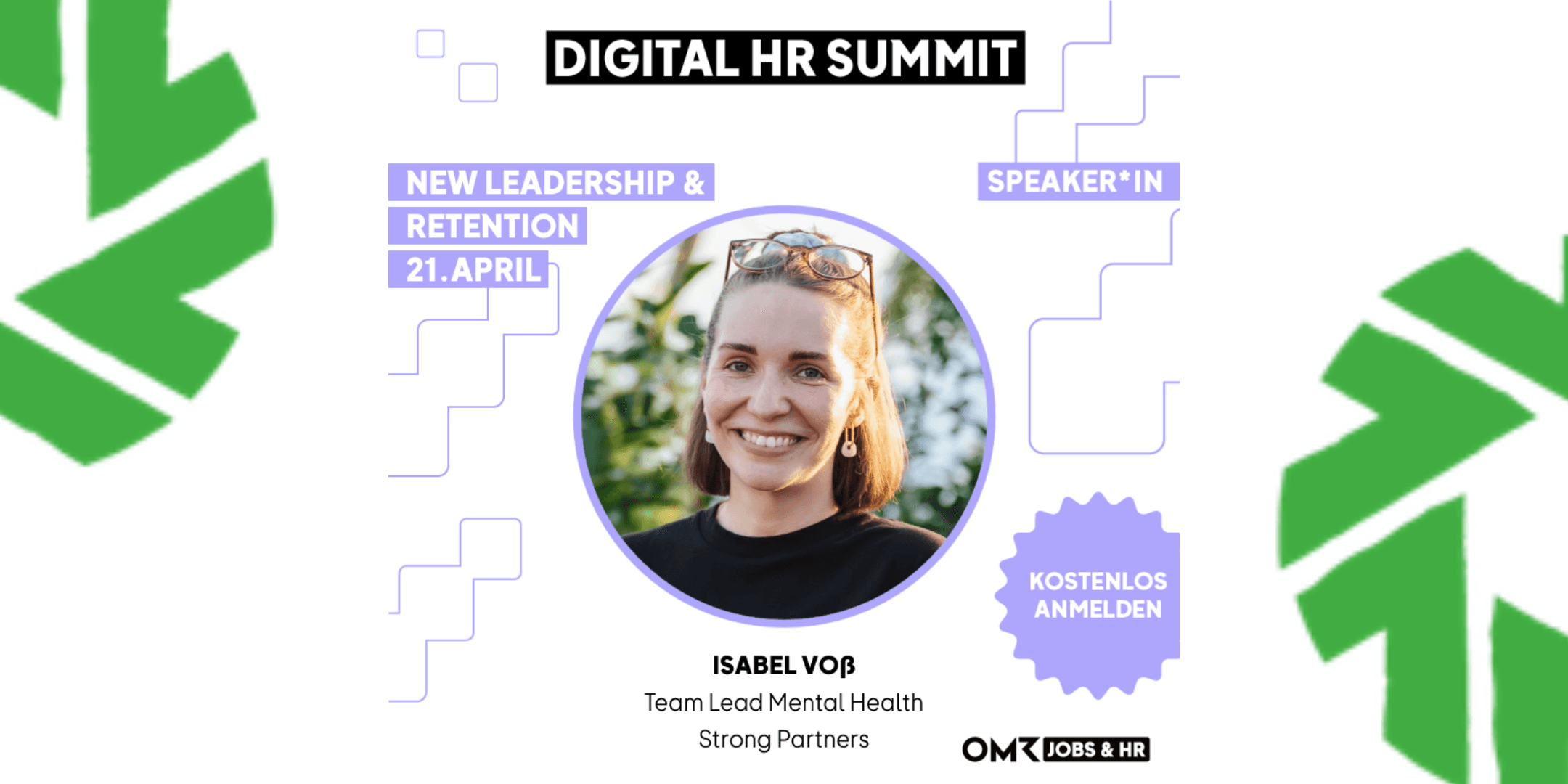 Grafik zur OMR Digital HR Summit mit einem Foto von Isabel