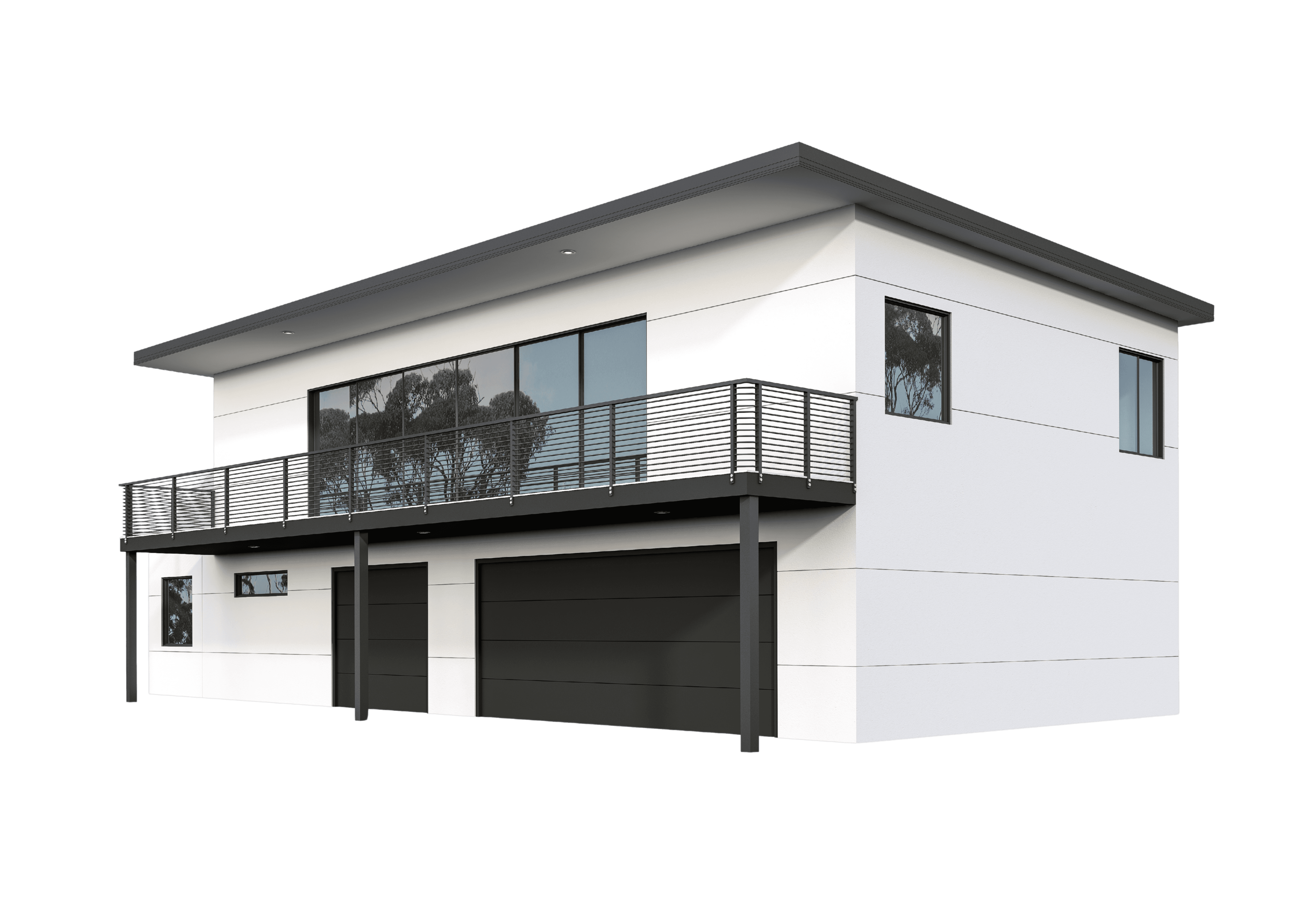 Ridgeline 3 Rendering with no background. 2 Story unit with the garage on the first floor.
