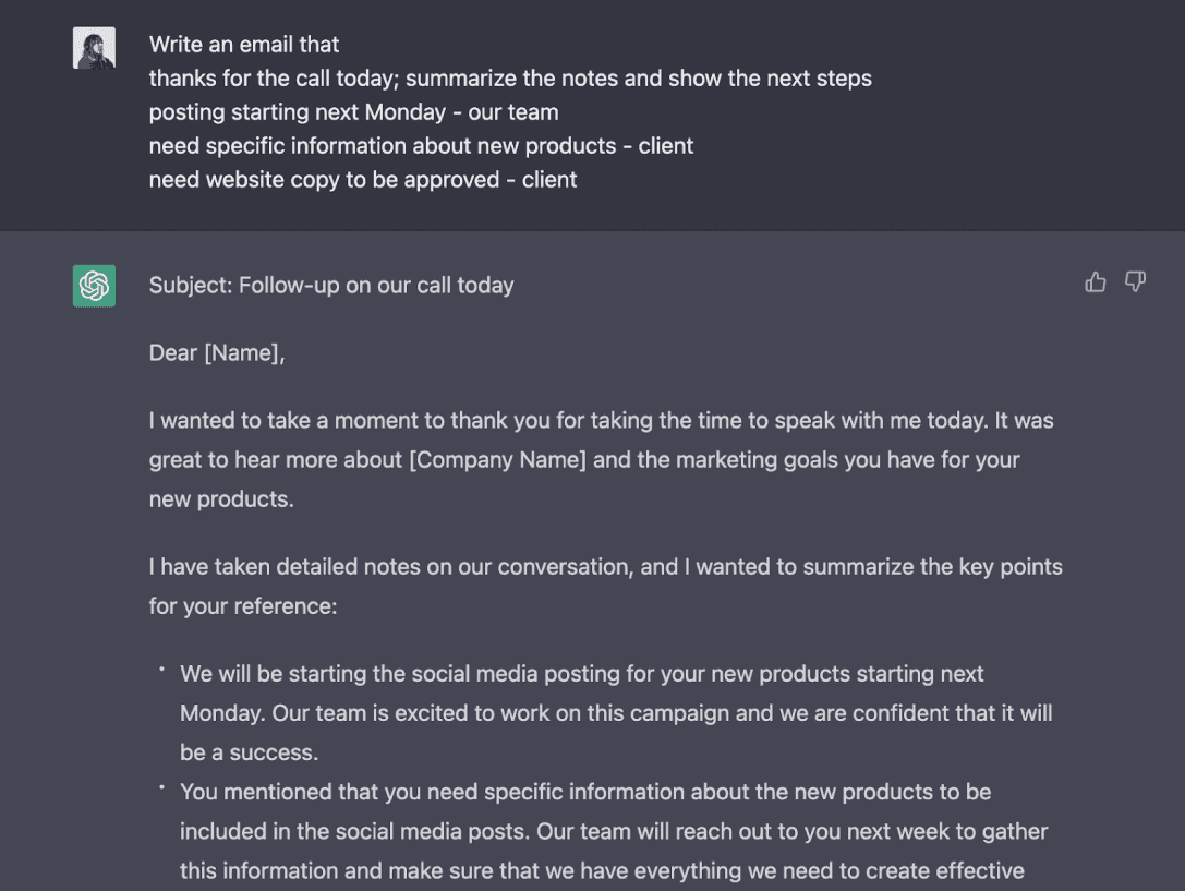 follow up email with chatgpt