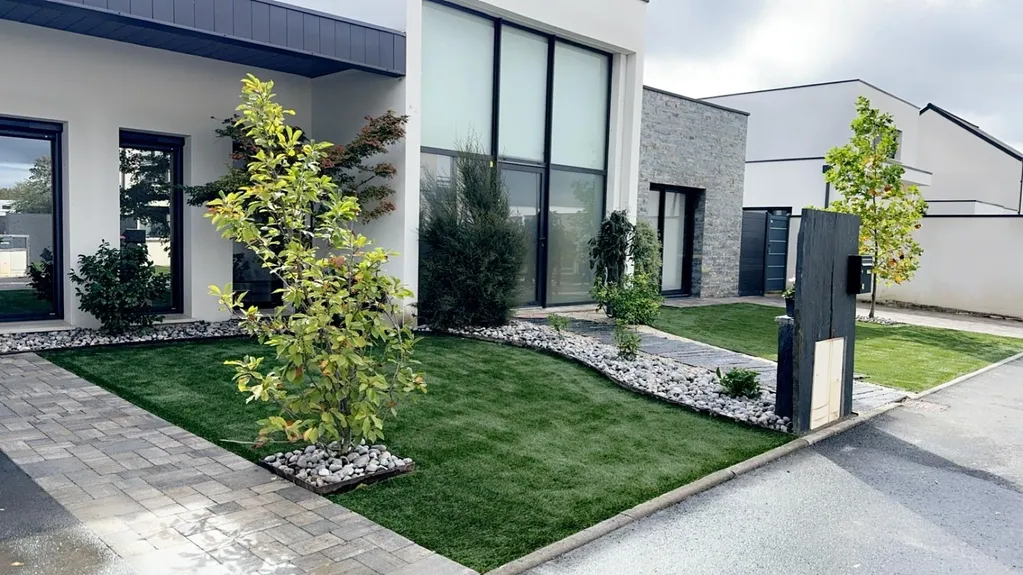 Beautiful landscaped garden with greenery and outdoor design elements.