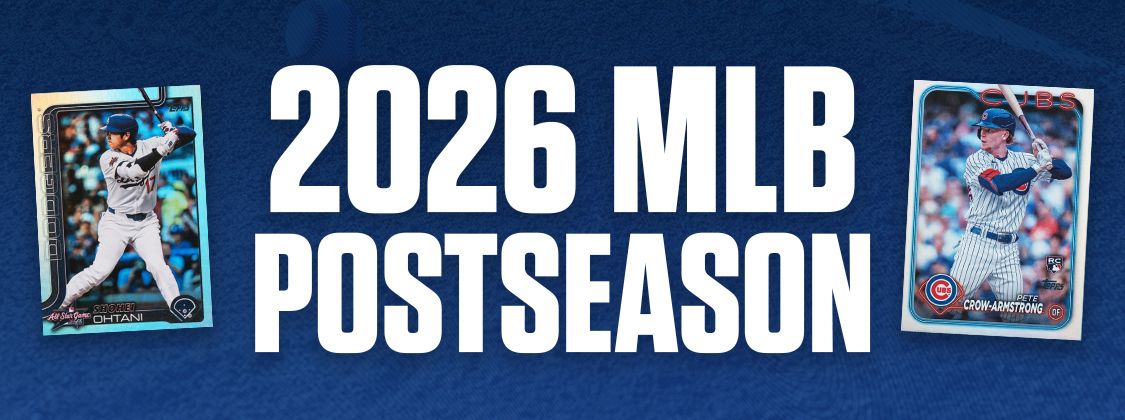 2026 MLB Postseason banner with baseball trading cards.