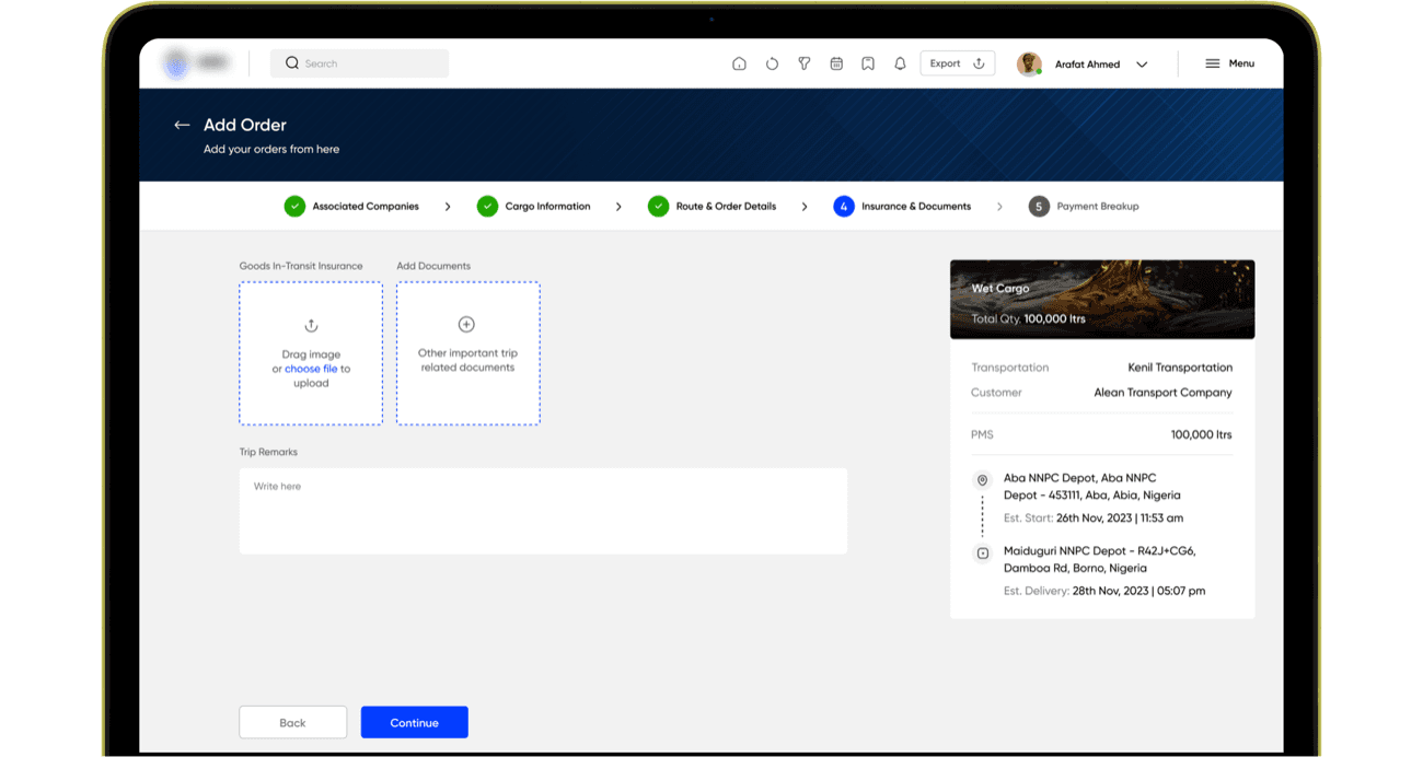 Add Order — Insurance & Documents