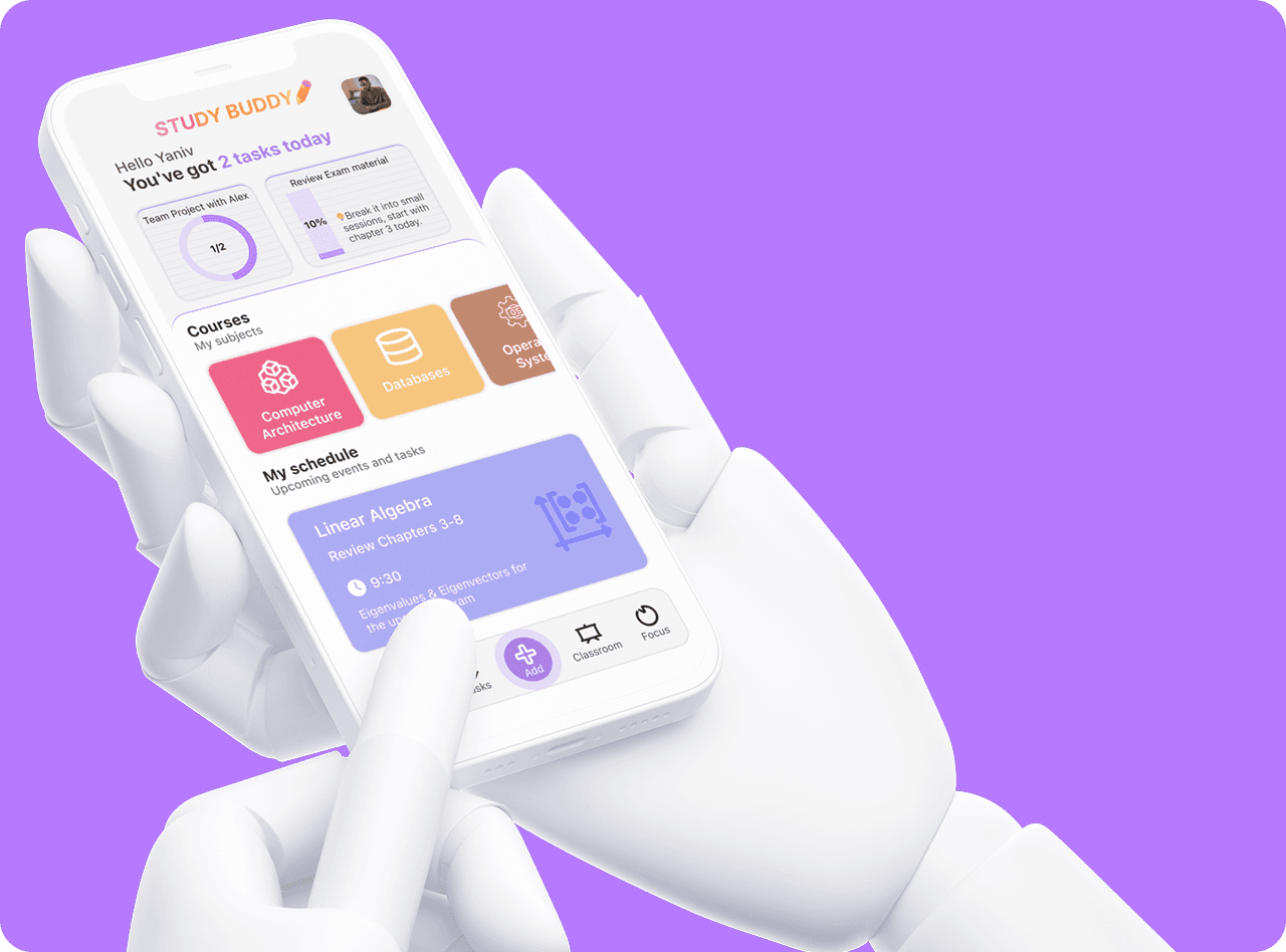 Person holding smartphone showing mobile app interface