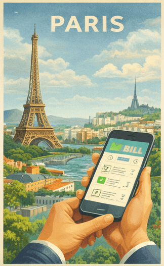 lady checking her phone and smiling