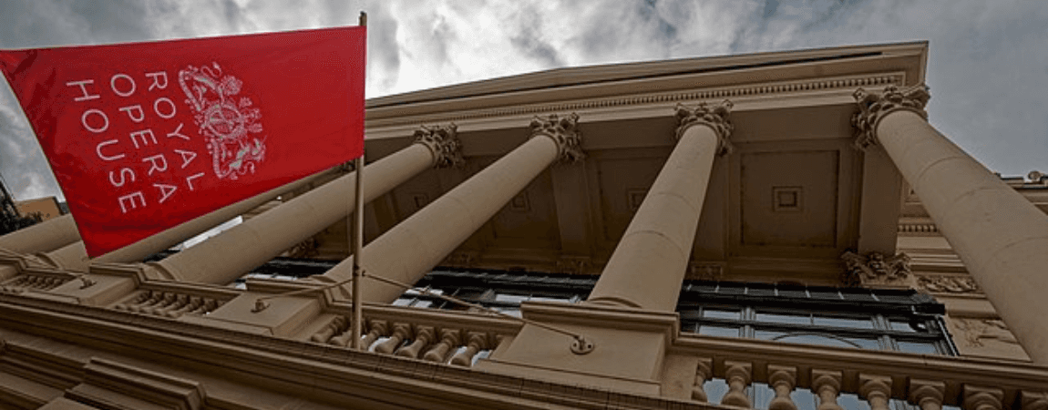 Exterior of the London Royal Opera House on Bow Street