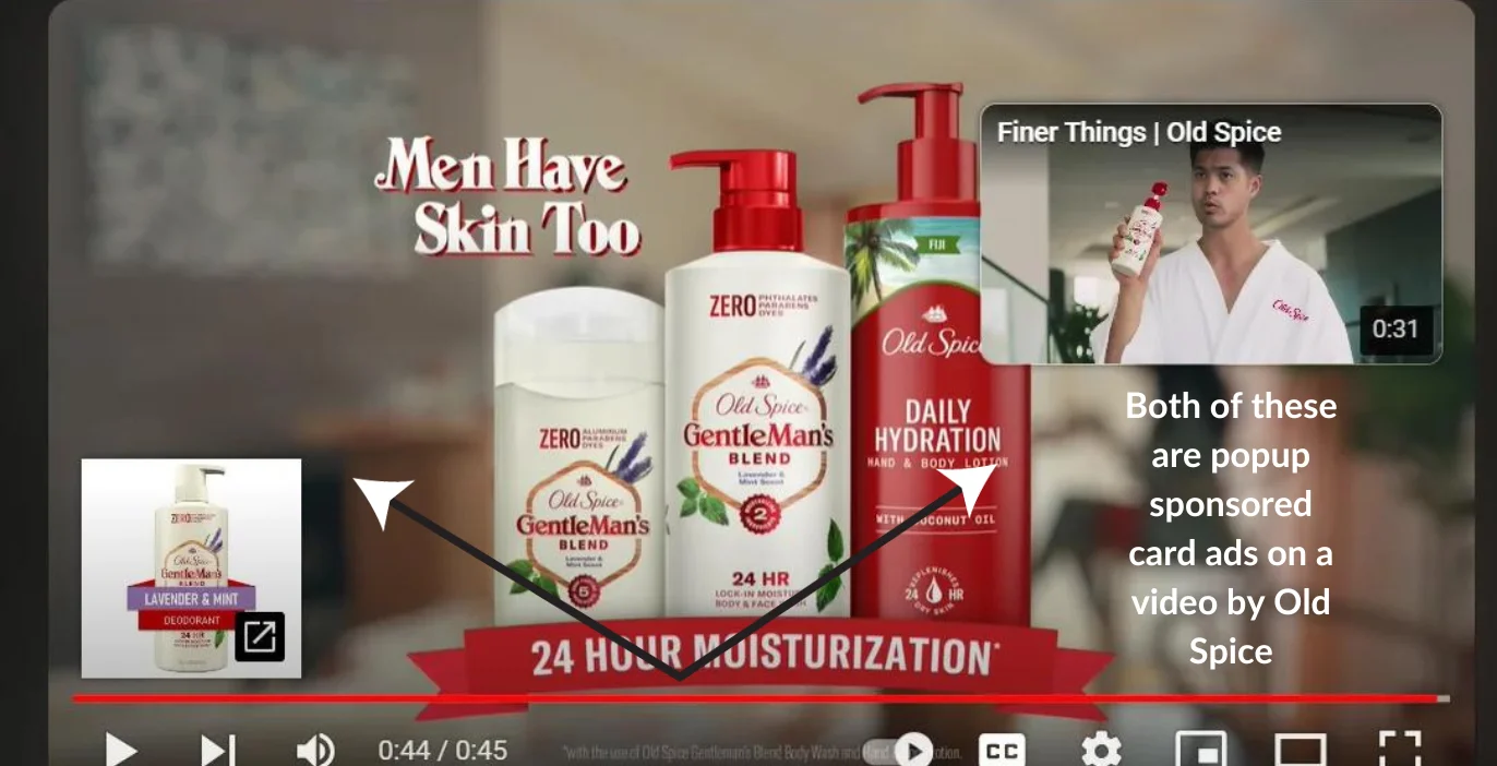 An example of a sponsored card ad on YouTube