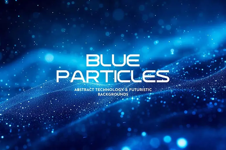 Blue particle wave background, abstract futuristic technology texture