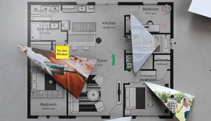 magic plan interactive floor plan with annotations and task notes for renovation and restoration planning